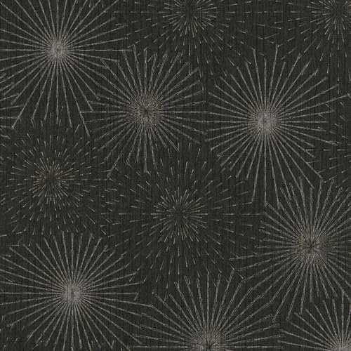 Graphic Wallpaper Wall Profhome 388181-GU hot Embossed Non-Woven Wallpaper Slightly Textured with Abstract Pattern subtly Glittering Black Gold Silver 5.33 m2