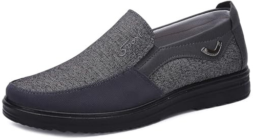 Zapatos sin Cordones Hombre Cuero Mocasines Casual Zapatillas Casa para Centavo Ponerse Conducción Formal Negocios Barco Cómodos Caminar（Gris,38 EU
