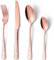 HONKKU 32 Pieces Rose Gold Cutlery Set for 8 People, Stainless Steel Knife and Fork Set with Laser Flower Pattern, Mirror Polished Silverware Set Ideal for Home Party Restaurant, Dishwasher Safe
