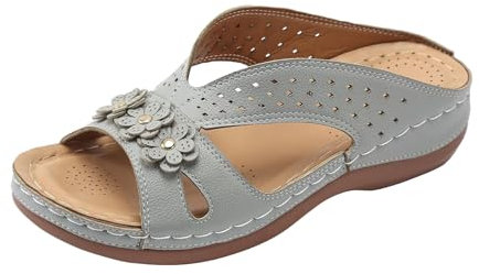 Sandales Femmes été Confortable Mules en Cuir pour Femme Sandales Mode Bout Ouvert Compensées Plateforme Pantoufles Premium Orthopédiques Mules Chaussons