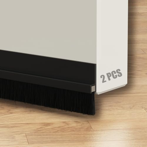 FFPMYF 2PCS Bürstendichtung Türleiste mit Bürste selbstklebend 4 x 100cm Türbodendichtung（Schwarz）