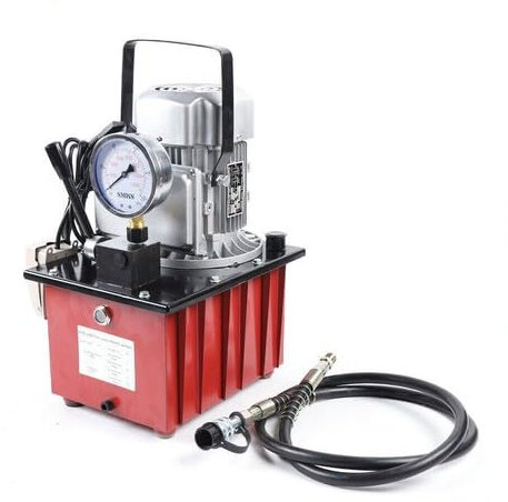 Bomba Hidráulica Interruptor de Pie Válvula Manual Bomba Electrohidráulica Bomba Hidráulica Eléctrica Unidad de Energía Hidráulica con Ventana de Aceite Tapa Protector de Polvo Medidor de Presión