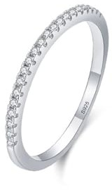 Wycian Ring Damen Modeschmuck Ehering 925 Silber 1.4mm Zirkonia Halbe Ewigkeit Größe 49 (15.6) für Wife Muttertag