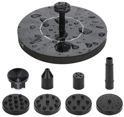 Fågelfontän - Solfontän för utomhus utomhus solfontän, flytande fontänpump, vattenpump för fågeldrycker, trädgård, akvarium, energiminnesfunktion,