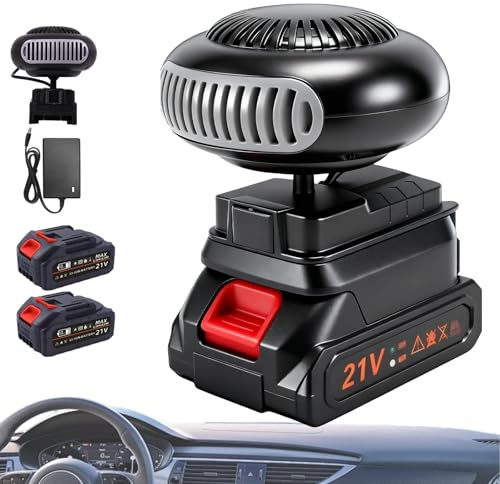 Riscaldamento auto con batteria, 2026 Upgrade Mini termoventilatore a batteria con protezione antiribaltamento, riscaldamento ricaricabile con porta USB, per campeggio, tenda, triciciclo auto