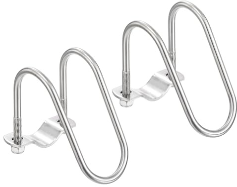 sourcing map 2 morsetti a croce per tubi da 32 mm x 32 mm, M6 in acciaio inox 304, a forma di U, connettore per tubi incrociati in acciaio, per serre agricole e recinzioni