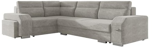 Mirjan24 Ecksofa Alvares, inkl. Polsterhocker und Barfach, Eckcouch mit Bettkasten und Schlaffunktion, Couchgarnitur, Couch, Schlafsofa, Polsterecke (Nazar 225.03, Seite: Links)