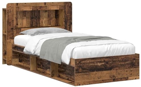 vidaXL Bettgestell mit Stauraum Altholz 80 x 200 cm Holzwerkstoff, Moderne Schlafzimmermöbel, rechteckiger Holz-Bettrahmen, praktische Aufbewahrung, minimalistischer Stil