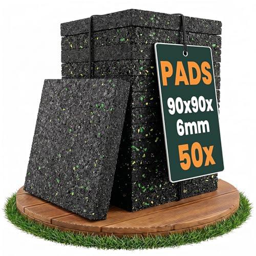 FUX Terrassenpads 50 Stück - 90x90x6mm - Gummigranulat Unterlage | Langlebige Gummipads für Terrasse, Balkon oder Garten, Recyceltes Gummigranulat sorgt für optimale Druckverteilung