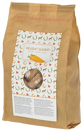 Kerbl Delizia Belohnungswürfel Classic (für Pferde, 1 kg Beutel, Geschmacksrichtung Karotte, mit natürlichem Gehalt an Mineralstoffen, Pferdesnack) 325131