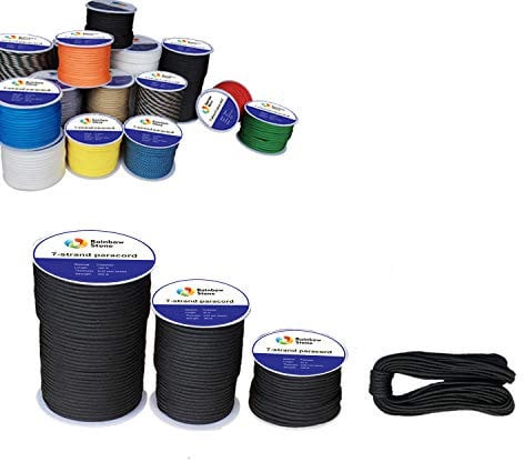 RainbowStone Paracord 7-Strand 550lb Strength 4mm utility rope 30m Reel Black