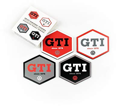 BRISA VW Collection Volkswagen Sottobicchieri per bevande in sughero con rivestimento in MDF GTI design (Set di 4/Esagono GTI/Multicolore)