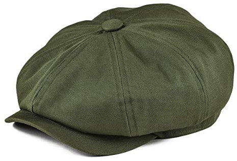 BOTVELA Herren Newsboy Flat Cap 100% Baumwolle Gatsby Ivy Golf Cabbie Hat, Grün (Army Green), 59 EU