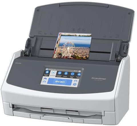 ScanSnap iX1600 Photo and Document Scanner, Wireless or USB, High-Speed, Cloud Enabled, Large Touchscreen, Auto Document Feeder, Mac or PC, White