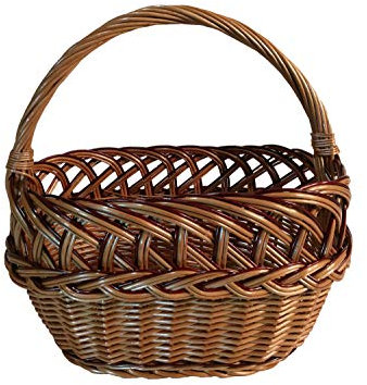 Pilzkorb Einkaufskorb Weidenkorb geflochten Oval mit Henkel L: 39 cm x B: 22 cm