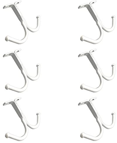 UFURMATE Mug Holder, 6Pcs Mug Rack Under Cabinet Top Mounted Mug Shelf Hangers Metal Storage Hooks for Cabinet Kitchen Bathroom (White)