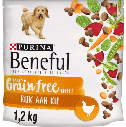 Beneful Getreidefreies Hundefutter, getreidefreie Hundebrocken Reich an Huhn mit Gemüse 1,2kg - 3 Beutel (3,6kg)