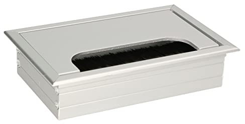 KOTARBAU® Pasacables de aluminio 120 x 80 mm, Pasacables para muebles, Plateado, Pasacables rectangular de aluminio para mesa, escritorio, Organizador de cables, Boquilla para cables con tapa