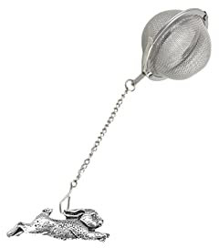 pp-a16 Country Rabbit Fine English Pewter on a Tea Leaf Infuser Stainless Sphere Strainer
