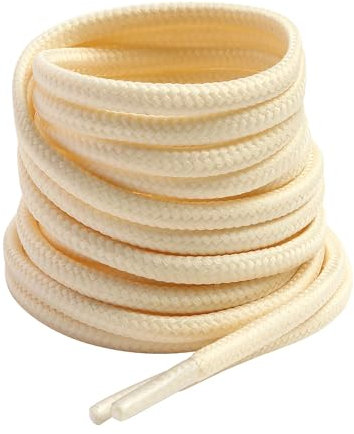 VSUDO 130 cm Lacets Beige Ronds de Bottes, ø4mm Lacets Boots Ronds pour Chaussures de Travail, Lacets Résistants Chaussure de Marche/Sécurité, Lacets Crème Chaussures de Randonnée (2Paire-Beige-130CM)