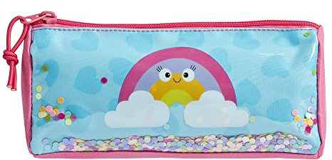 Tinc Glittery Sequin Rainbow School Pencil Case | Travel & Cosmetic Bag | Blue & Pink