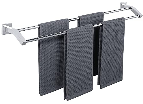 Alise Bad Doppel-Badetuchhalter, Handtuchhalter für Badezimmer, Wandmontage, strapazierfähig, SUS304 Edelstahl, Handtuchstange, poliertes Chrom, 81,3 cm