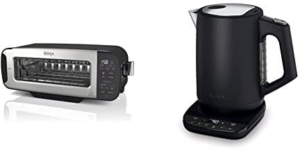 Ninja Foodi 3-in-1 Toaster, Grill & Panini Press [ST200UK] 7 Cooking Functions, 7 Toast Shades & Kettle [KT200UK] Perfect Temperature, Black, 1.7L, Rapid Boil, Hold Temp