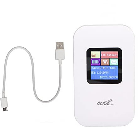 ciciglow Mobile WiFi Hotspot, 1.44in LED Display Portable 4G LTE WiFi Router with SIM Card Slot, 2100mAh Battery Travel Router for Phone PC Tablet Laptop