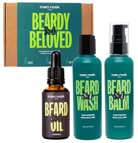 Men Rock Lime Beard Grooming Kit for Men – Awakening Beard Care Kit with Beard Balm, Beard Shampoo & Beard Oil – Nourishing Beard Conditioner, Beard Moisturiser & Beard Softener for Men’s Beard