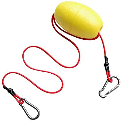 Oshhni Ankerboje Ankerboje mit Expanderseil Und Karabinerhaken Zum Bootfahren Kajakfahren, Gelb + Rot