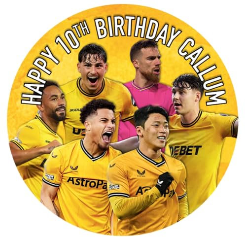 Wolves Edible Cake Topper 7.5 inches Football (Wafer Card)