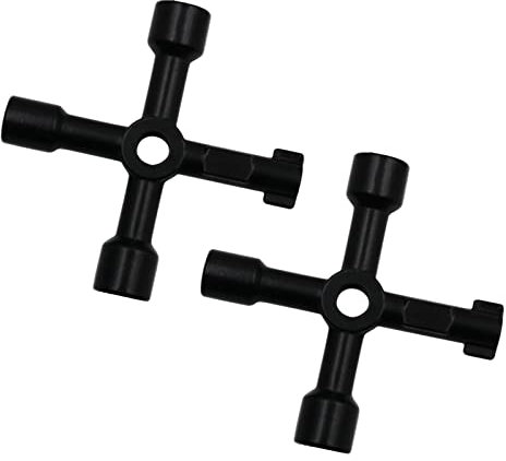 Eabdice 2 Stück Kreuzschlüssel, Universalschlüssel, 4-Wege-Schlüssel, Multifunktionsschlüssel für Elektrische Schrank, Wasserzähler, Aufzüge uvm.