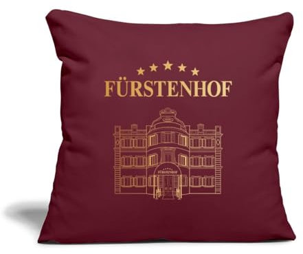 Spreadshirt Sturm Der Liebe Hotel Fürstenhof Logo Kissenbezug 45x45 cm, One Size, Burgunderrot