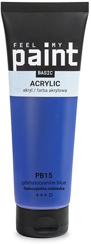 FeelMyPaint Pintura acrílica azul ftálica – 120 ml pintura de artista altamente pigmentada para pintar sobre lienzo, papel, tela, madera, vidrio, cerámica, metal, piedra