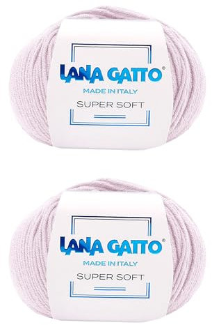 Gomitoli per maglia e uncinetto 100% Pura Lana Vergine Merino Extrafine by Lana Gatto, Made in Italy. Linea Super Soft, lana di qualità superiore, 100 g. 250 mt, (Rosa - 5284, 2)