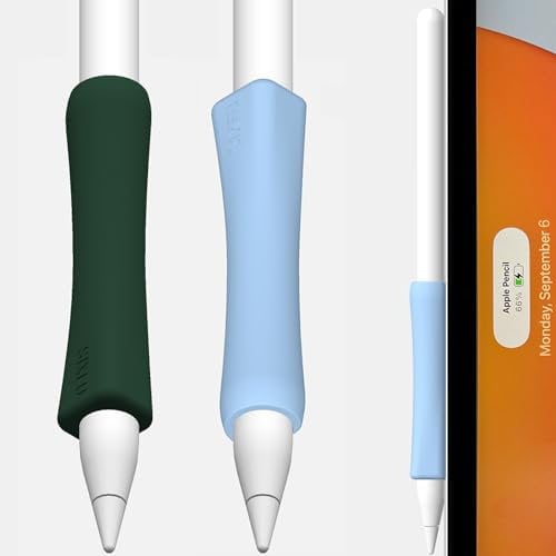 SIXFU 2 Pack Grip Case Cover Designed for Apple Pencil 2nd Generation/Apple Pen USB-C Grip, Support Magnetic Charging Accessories for iPad Pencil Stylus Pen(Blue, Blackish Green)