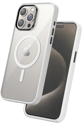 FLOLAB Surtect Tri-Fusion Magnetische Schutzhülle für iPhone 15 Pro, schlankes Design, Magsafe-kompatibel, militärischer Rahmen, transparent, Mitternachtsschwarz