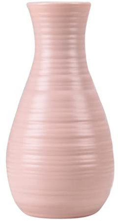 Wresetly HüFtföRmige Vase Aus Kunststoffmaterial 20 cm X 10,5 cm Blumenvase Aus Imitationskeramik und Blumenvase Aus Kunststoff für Heimdekoration, Rosa