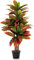GIANTEX Planta Artificial de Crotón, Árbol de Imitación con Hojas Exuberantes Coloridas y Maceta Rellena de Cemento, Árbol Falso Tropical con Tronco Natural para Decoración en Casa, Oficina, Hotel