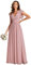 Ever-Pretty Robe de Soirée Dos Nu pour Femme Manches Volantées Mousseline Col V Plissé Robe de Demoiselle d'honneur Longue Élégante Rose Poussiéreuse 36