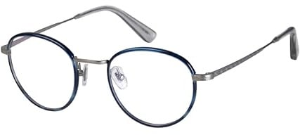 Savile Row Rund Titan Brillen in Silver für Unisex, Brille mit Sehstärke, optional mit Sonnenbrillen tönung oder Blaulichtfilter (Modell SRO-014-002)
