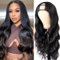 U Part Wig Human Hair 100% Brazilian Virgin Human Hair Body Wave U Part Human Hair Wig No Sew In No Glue Human Hair Wig for Black Women Natural Black Color 16 Inch UPart Wig