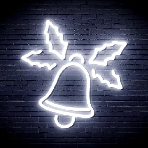 ADVPRO Weihnachtsglocke mit Blättern Flex Silikon LED Neonschild - Weiß - st16s66-fnu0197-w