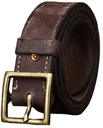 AGUTALITHIC Gürtel Herren Ledergürtel Jeansgürtel,Einzelner Zinken Quadratische Mittelsteg Schnalle,41mm Breit 5mm Dick Männer Riemen Kaffee Und Braun(125cm/49, Coffee)