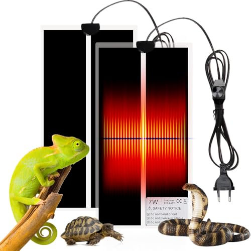 XPJBKC 2 PCS Heizmatte Terrarium, 7W 28 x 15cm Reptilien Heizmatte mit Thermostat, Verstellbares Wärmematte Terrarium Heizung, Aquarienheizkissen für Reptilien Schlangen Eidechse Gecko Amphibien