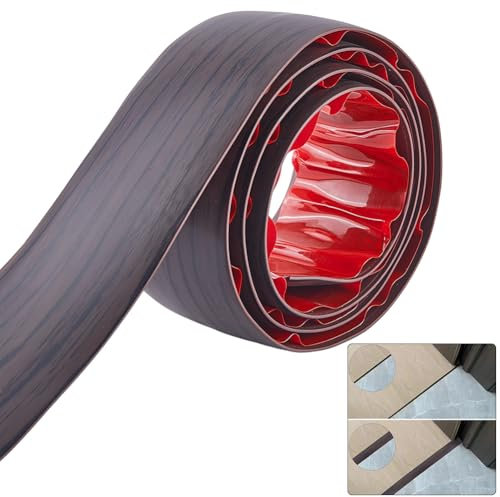 GORGECRAFT Striscia di Transizione per Pavimenti da 1.2m*5cm Effetto Legno Autoadesiva in PVC per Pavimenti Laminati Divisori Piatti Strisce di Giunzione Soglie di Moquette Piastrelle Marrone Cocco
