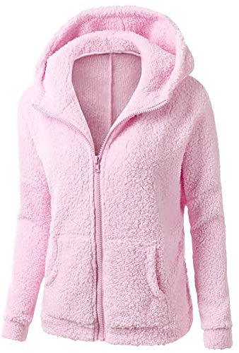 HAOLEI Felpe con Cappuccio Donna Felpa in Pile Patchwork Manica Lunga Felpe Donna con Zip Fronte-Retro Invernale Felpa Pelosa Casual Giacca Teddy Caldo Cappotto con 2 Tasche Offerte del Giorno Lampo