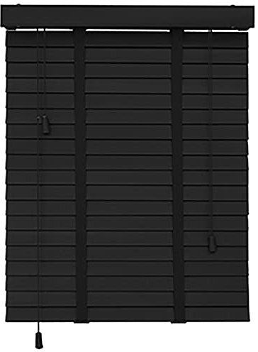 XFQZJG Black Wooden Venetian Blinds,Solid Wood Venetian Blinds 85cm/95cm/115cm/125cm/135cm Wide, Interior Sun Protection/Heat Insulation Curtains,Darkening Blinds Shades,Include Fittings & Pull Cord