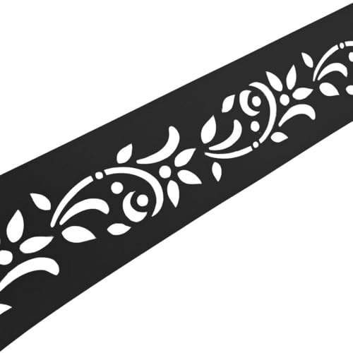 zaun|zu Premium dekor Floral #1 | Sichtschutzstreifen mit Lasermuster für Doppelstabzaun | Sichtschutz | Polypropylen | Made in Germany | UV-Stabil | modernes Design | Höhe 19cm Schwarz 2,55m