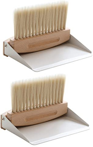 Beavorty 2sets Mini Desktop Cleaning Brush and Dustpan Set Portable Small Sweep Brush for Keyboards Computers and Car Vents Durable Nylon Material Package